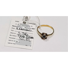 Золотое кольцо с сапфирами и бриллиантами 1.36г